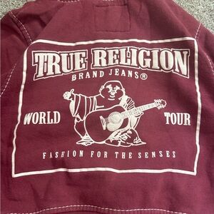 True Religion Burgundy Tee with White Logo